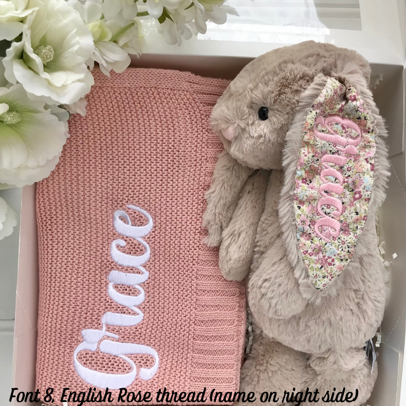 Personalised Jellycat Bunny & Blanket Newborn Gift Hamper Australia