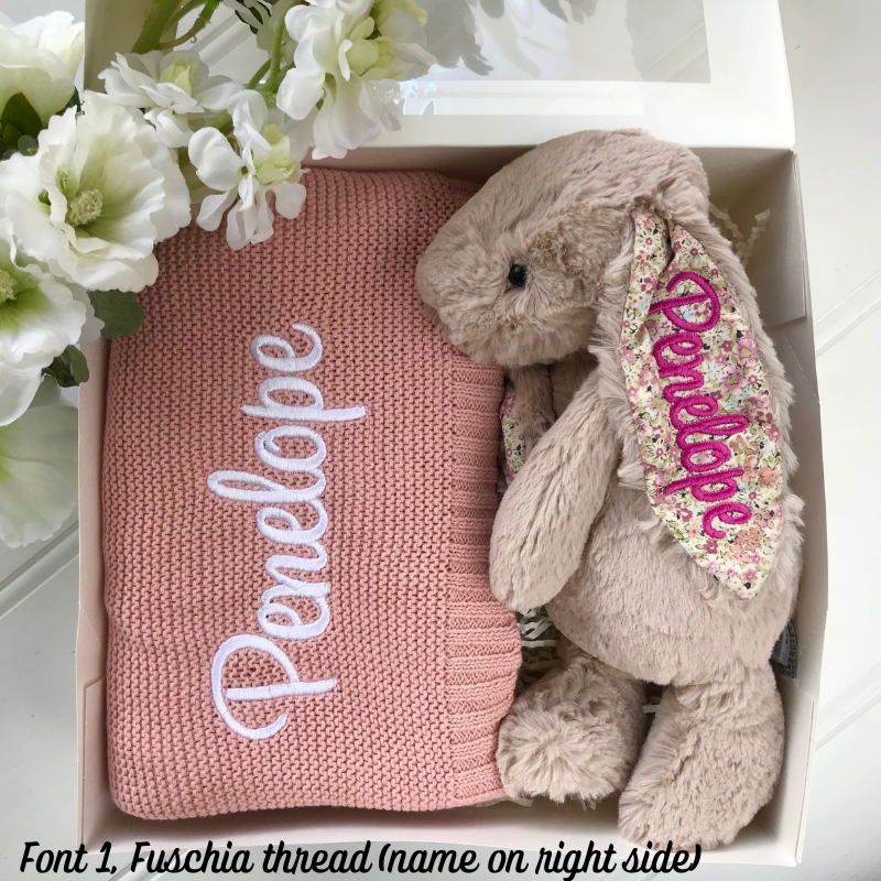Personalised Jellycat Bunny & Blanket Gift Hamper Australia Perth