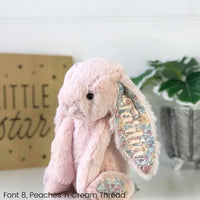 Personalised Jellycat Bunny Australia Blush Peach Blossom Floral Name Ear