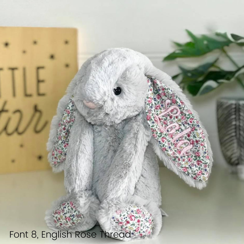 Personalised Jellycat Bunny Australia Silver Blossom Floral Flower Ear