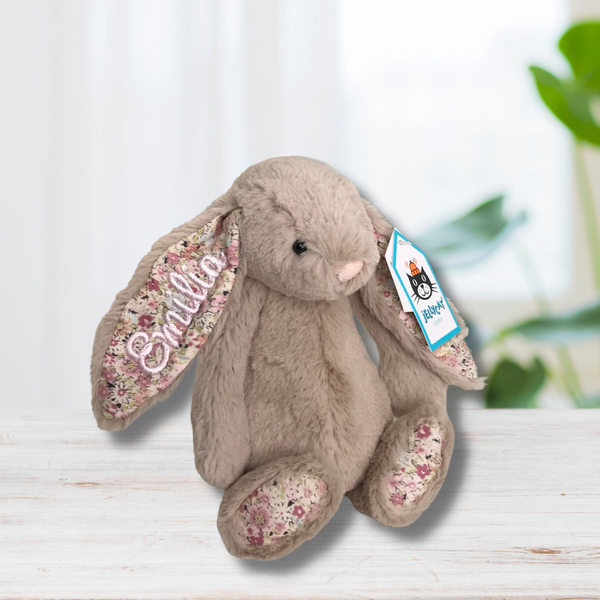 Personalised Jellycat Bunny - Bea Beige Blossom Small