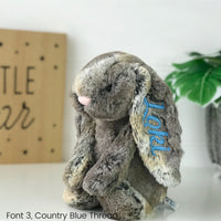 Personalised Cottontail Brown Jellycat Easter Bunny Australia NZ Name Embroidered on Ear