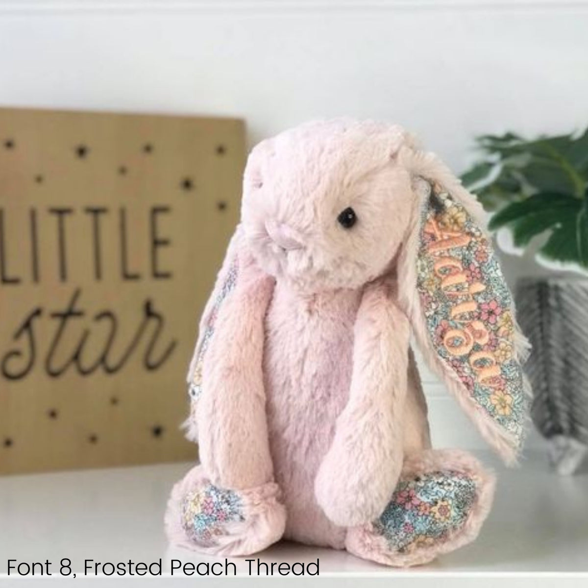 Personalised Blush Blossom Jellycat Bunny & Pink Blanket Gift Set