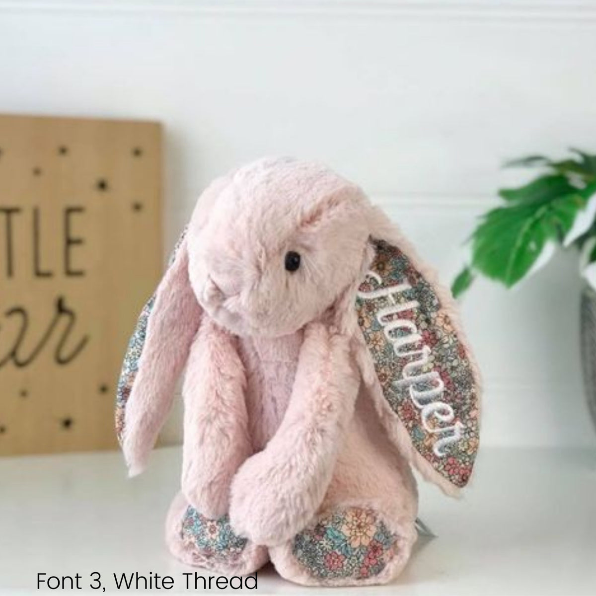 Personalised Blush Blossom Jellycat Bunny & Pink Blanket Gift Set