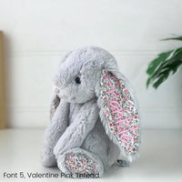 Personalised Silver Blossom Jellycat Bunny & Light Pink Blanket Gift Set