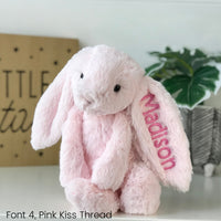 Personalised Pink Jellycat Bunny Australia NZ Name on Ear