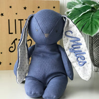 Personalised Bunny Australia, Alimrose Bobby Floppy Bunny Chambray Blue jellycat