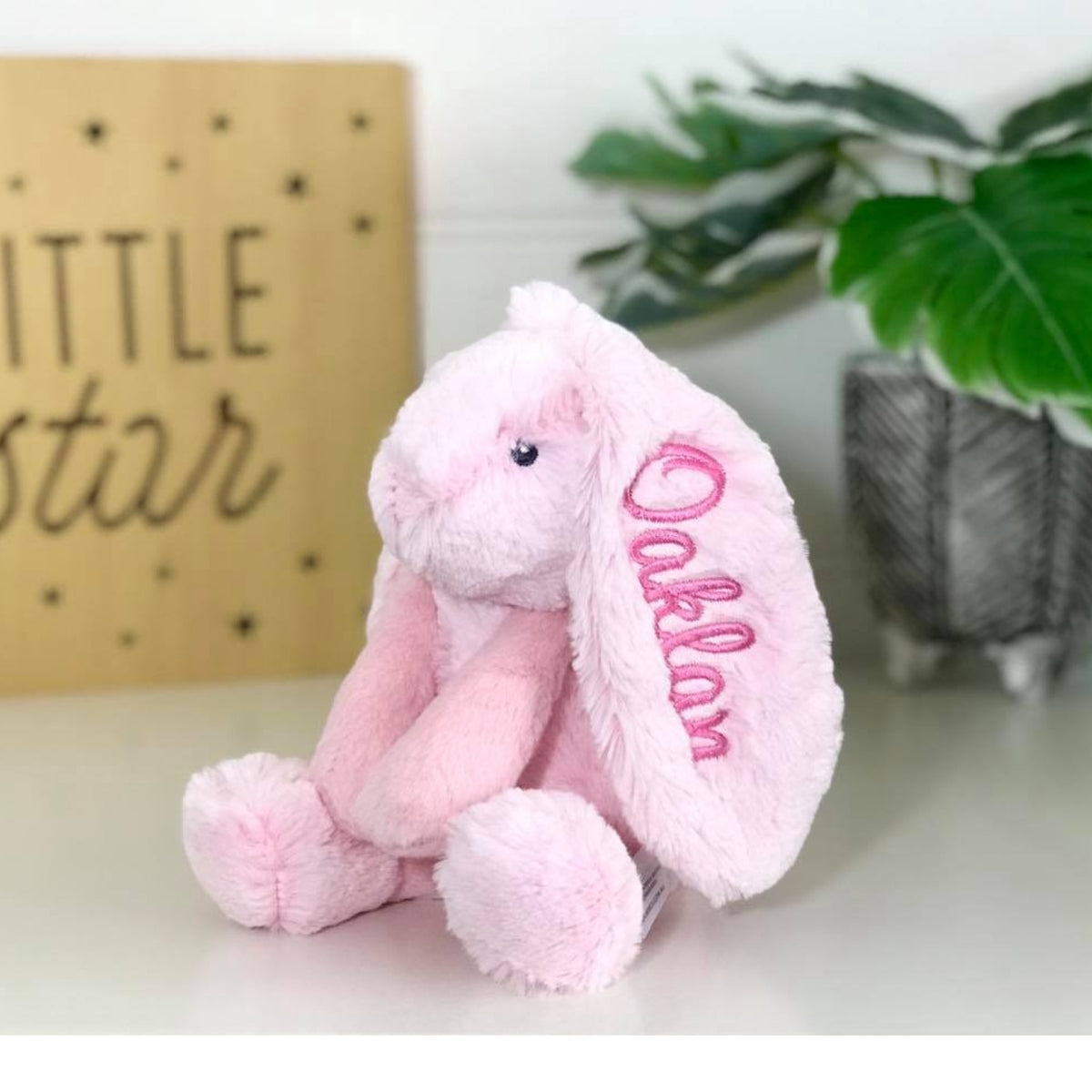 Personalised bunny Australia pink with pink name on ear
