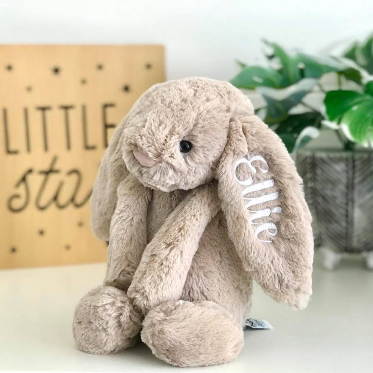 Personalised Beige Jellycat Bunny & Stone Blanket Gift Set