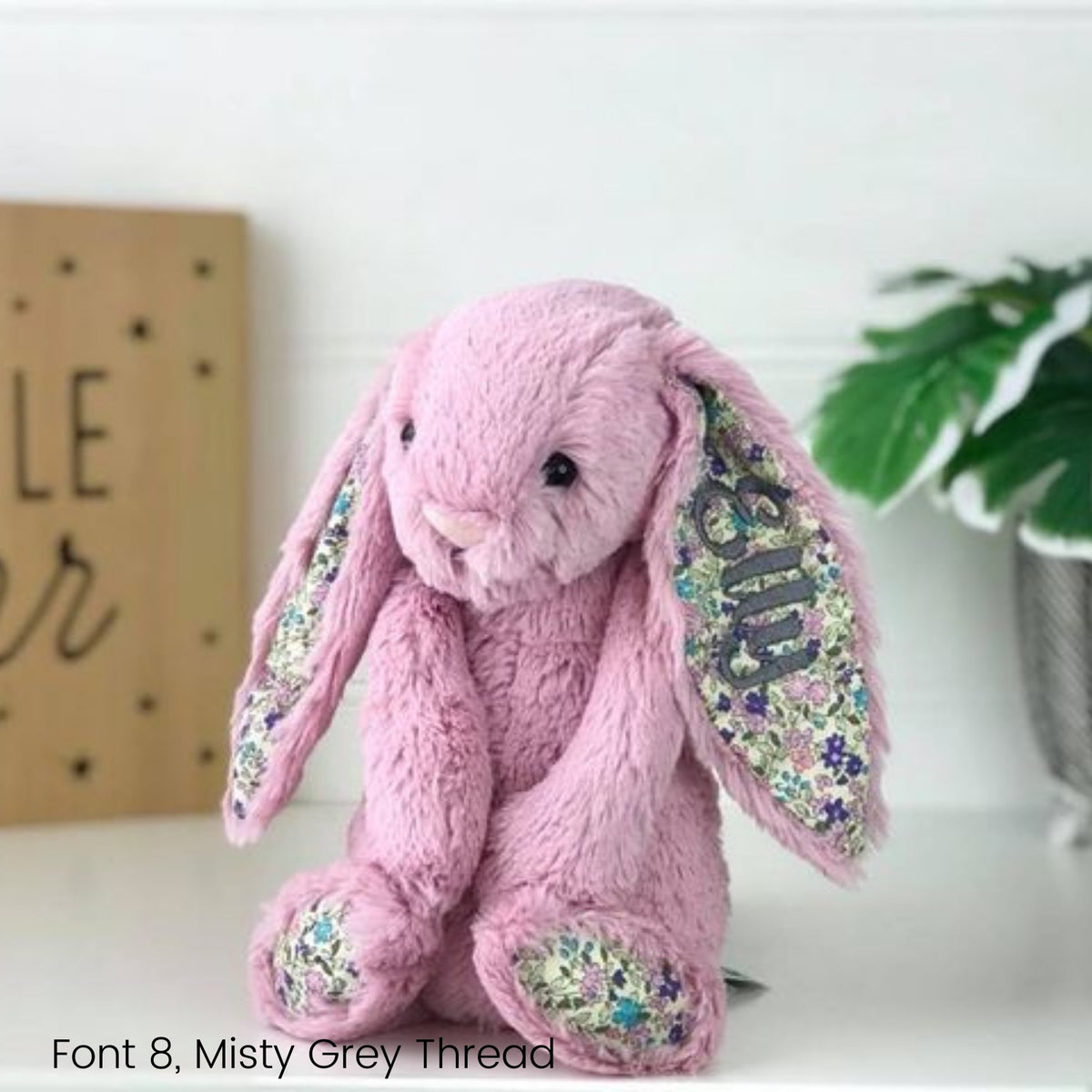 Personalised Jellycat Bunny Australia Tulip Blossom Pink Floral Name ears 