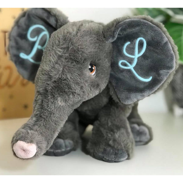 Keeleco Elephant Stuffed Toy, personalised with initials on ear eco toy toddler gift Australia