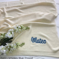 Personalised Cream White Cotton Knit Blanket Australia