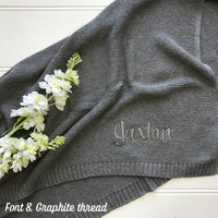 Personalised Grey Knit Blanket Australia