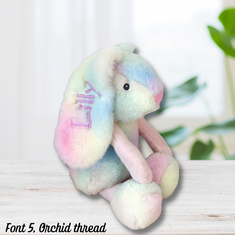 Personalised Rainbow Frankie Bunny Name on Ear