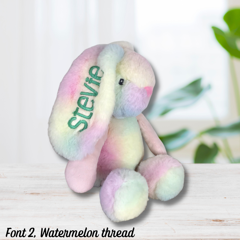 Personalised Rainbow Frankie Bunny Name on Ear