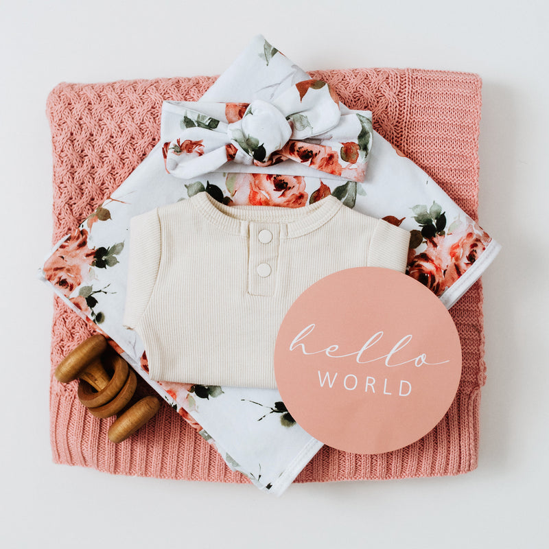 Snuggle Hunny Jersey Wrap & Topknot Set | Rosebud