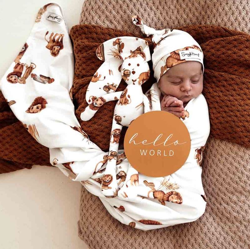 Snuggle Hunny Jersey Wrap & Beanie Set | Lion