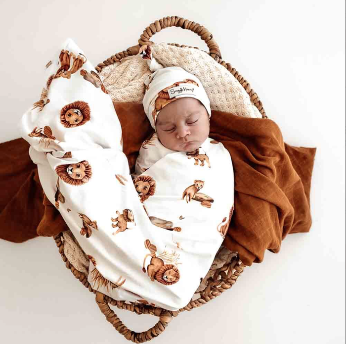 Snuggle Hunny Jersey Wrap & Beanie Set | Lion