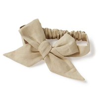 Snuggle Hunny Pre-Tied Linen Bow | Natural